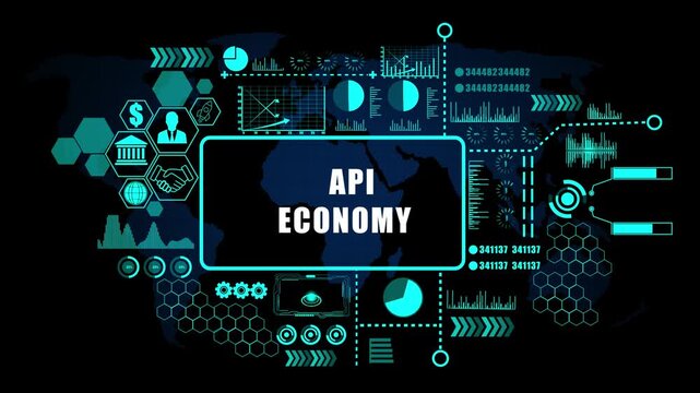  apio economy Concept with Modern Technology, Data Analytics and Futuristic Business Graphics. Asymptotic smart data analytic. .4K animation
