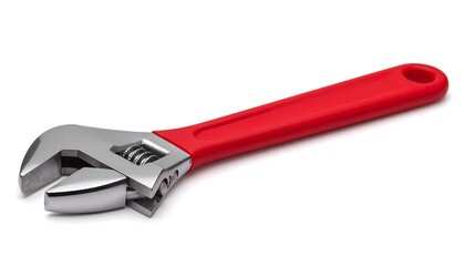 Obraz premium A metal adjustable wrench with a red handle