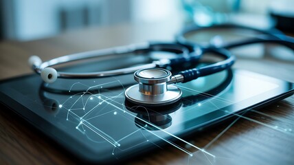 Digital Healthcare: Stethoscope on Tablet with Network Overlay