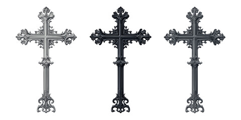 Set of ornate gothic crosses