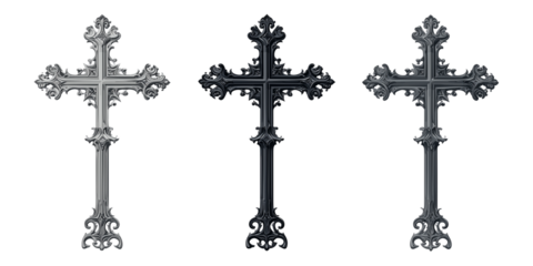 Set of ornate gothic crosses
