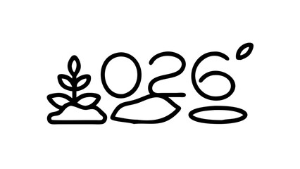 Image of stylized graphic elements, possibly representing nature and the year 2026.