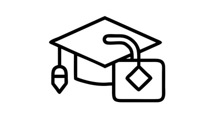 A minimalist line icon of a graduation cap and an unlocked padlock, symbolizing access to education and future opportunities.