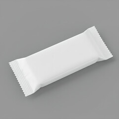Blank snack bar packaging mockup with white wrapper on gray background