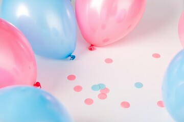 Pink and Blue Balloons and Confetti - Gender Reveal Celebration
