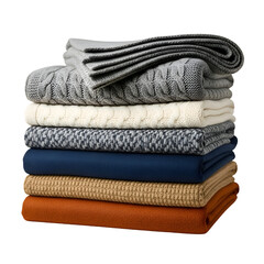 Stacking Soft Blankets Creates Cozy Warmth for Relaxation, Achieving Tranquil Comfort with Transparent Background