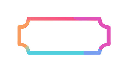 Colorful frame with curved corners and a gradient from orange to pink to blue on a white background