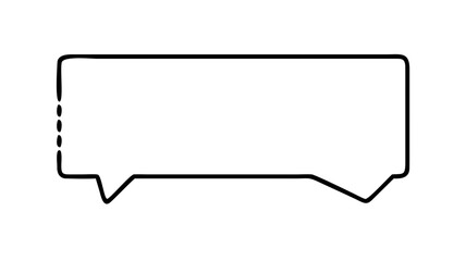 Fototapeta premium Illustration of a simple speech bubble with a rectangular shape and a black outline on a white background