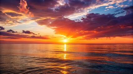 Obraz premium Ocean sunset sunrise clouds sky water landscape