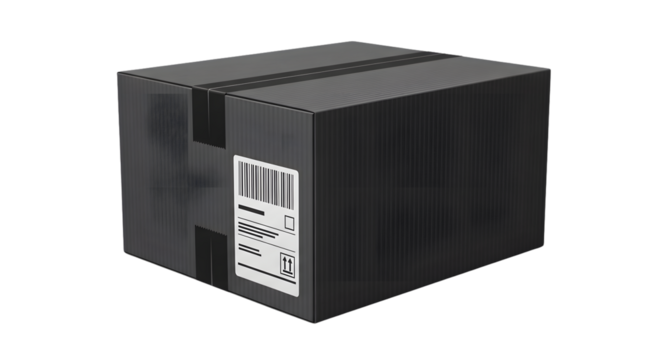 Sleek black shipping box ready for delivery, perfect for product display and unboxing reveals