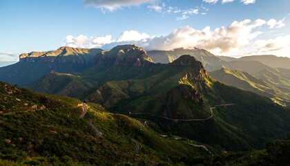 Fototapeta premium Mountainous landscape at sunset