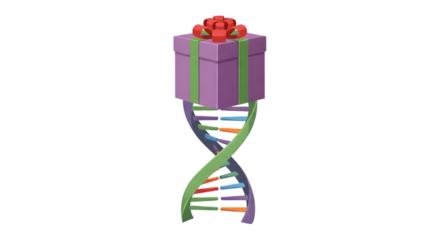 DNA gift concept, celebrating genetic breakthroughs and scientific discoveries with a present