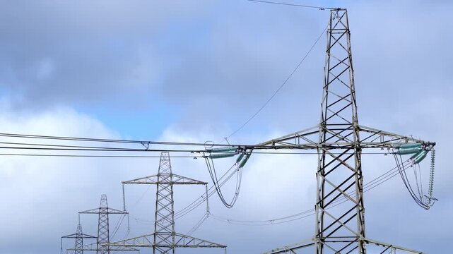 Power Lines and Grid Infrastructure Spanning the Expansive Rishworth Moor in Rural Yorkshire, England