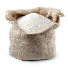 Burlap sack filled with natural grains and seeds isolated on white background