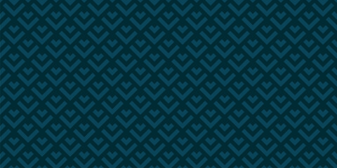 Vector minimalist geometric seamless pattern with lines, arrows, fish scale grid. Simple abstract dark teal blue ornament. Subtle minimal background texture. Repeated design for decor, textile, prints