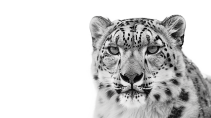 Striking Snow Leopard Portrait in Black and White