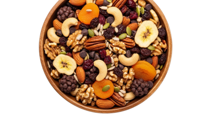 Nutritious Mix A Top-View of a Healthy Trail Snack Bowl