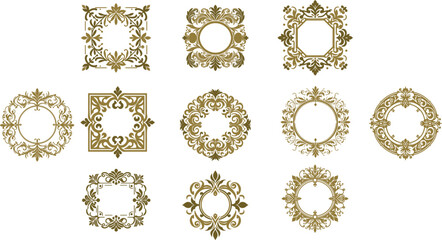 Ornamental Vintage Frames Collection – Decorative Golden Borders and Retro Vector Elements