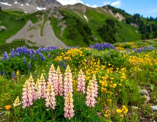 Vibrant wildflowers in a mountain meadow