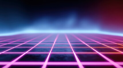 neon retro 80s background with glowing grids and vibrant colors