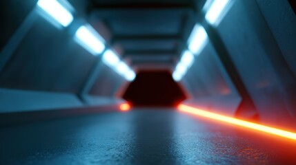 futuristic sci-fi tunnel background with neon lighting and depth