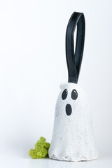 Handmade Cement Ghost Door Stopper with Leather Handle