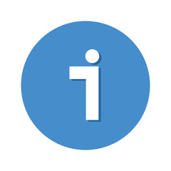 Information help support guide icon, blue round info button vector symbol for app, website and service use