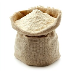 Isolated sack of brown burlap coffee beans, grain, and rice