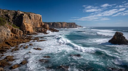 Obraz premium Coastal cliffs and waves