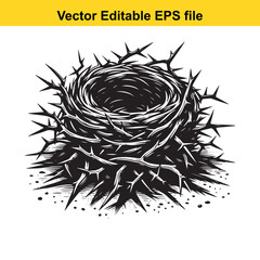  a thorny bird nest isolated on white background