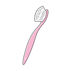 Pink toothbrush isolated cartoon vector illustration