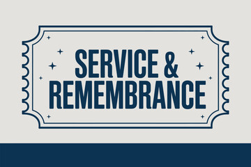 Service and remembrance text in a decorative frame with stars on a light background and dark bottom