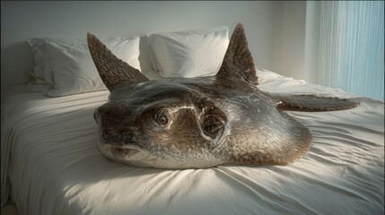 Fish resting on a bed