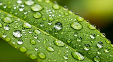 Dew drops on vibrant green leaves macro high quality stock illustration for commercial use