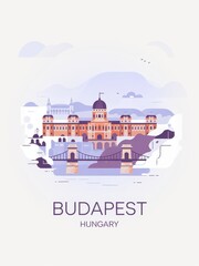 Fototapeta premium Vintage Travel Poster of Budapest Hungary 