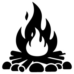 Black Campfire silhouette icon PNG | Minimal Flat Silhouette Icon Download