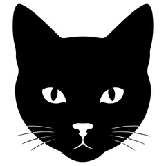 Obraz premium Black Cat face silhouette icon PNG | Minimal Flat Silhouette Icon Download