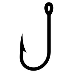 Black Fishing hook silhouette icon PNG | Minimal Flat Silhouette Icon Download