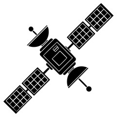 Black Satellite silhouette icon PNG | Minimal Flat Silhouette Icon Download