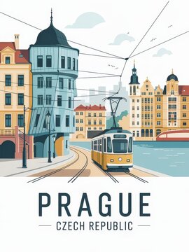 Vintage Travel Poster of Prague Czech Republic  
