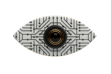 cybernetic eye with electronic circuit isolated on white background, png, ai generated.