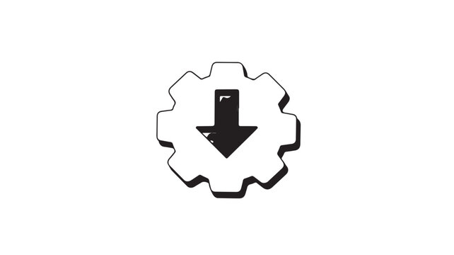 Download Settings Icon Gear with Down Arrow - Simple Vector Illustration