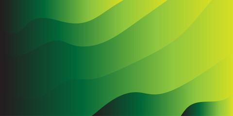 Dynamic vector illustration of abstract green waves with a curved line pattern for a light, colorful background design
