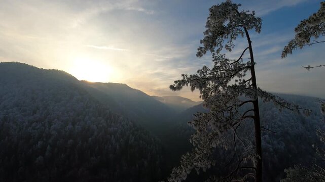 A frosty winter hike to Tomasovsky view, a stunning rock formation offering breathtaking vistas in Slovensky Raj National Park, Slovakia