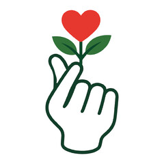 Eco Love&rdquo; &mdash; hand-heart sprouting leaves. Love expression gesture, friendship and happy relationship .