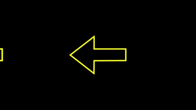 Minimal glowing   arrow animation pointing  with clean outline style on a dark background. Perfect for navigation indicators, futuristic HUD design, motion graphics, digital signage, modern user inter
