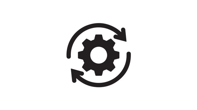 Circular Arrows Around Gear Icon - Process, Update, Settings, Repeat, Refresh, Technology, Cycle