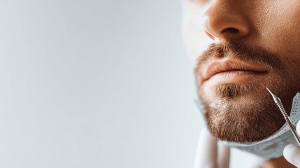 Fototapeta premium Male plastic surgery concept showing medical aesthetics procedures in modern clinic with professional surgeon and male patient