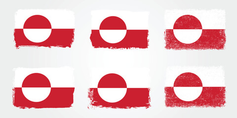 Grunge brush variations of the Greenland flag disk © Cetin