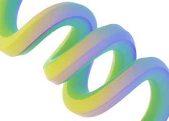 gradient 3d line green pink violet dynamic twist isolated on white background, png, ai generated